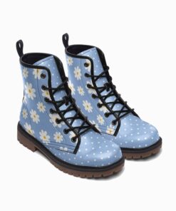 Blue Daisies Floral Vegan Boots Ra26