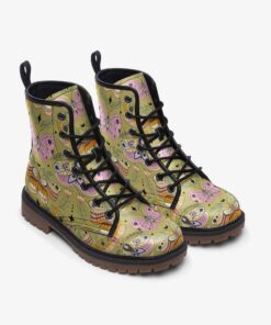 Groovy Butterflies Vegan Combat Boots Ra33