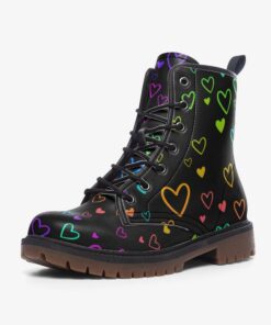 Pastel Goth Heart Combat Boots Ra32