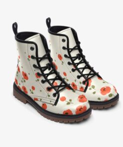 Red Poppy Floral Vegan Boots Ra37