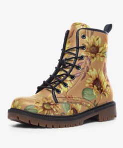 Sunflower Boho Vegan Combat Boots Ra35