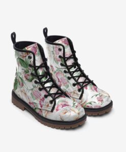 White Roses Floral Vegan Boots Ra25