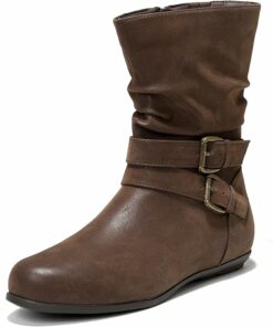 Brown Low Heel Leather Boots RA49