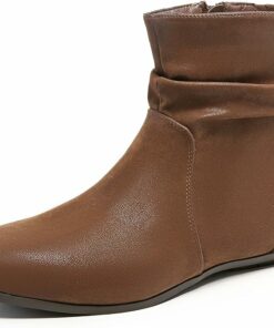 Wide Width Low Heel Leather Boots RA50